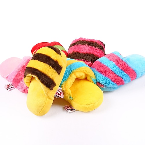 

Petcircle Pet Dog Toy Six-color Striped Colorful Slippers Teddy Bear Pet Dog Plush Toy