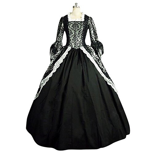 

Rococo Victorian Ball Gown Vintage Dress Party Costume Masquerade Prom Dress Women's Costume Vintage Cosplay Party Halloween Carnival Long Sleeve Dress Masquerade