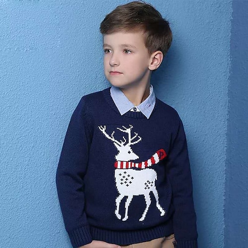 

Bambino Da ragazzo Felpa Cervo Giornaliero Manica lunga Di tendenza Cotone 2-8 anni Inverno Blu Reale Rosso