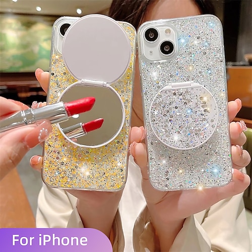 

Phone Case For Apple Back Cover iPhone 14 Pro Max iPhone 14 Pro iPhone 14 Plus iPhone 14 iPhone 13 Pro Max 12 Mini 11 X XR XS Max 8 7 Mirror Glitter Shine Double Sided Glitter Shine TPU