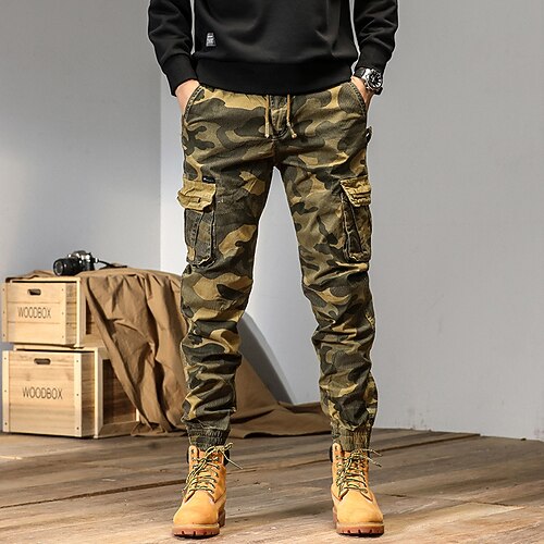 

Men's Cargo Pants Trousers Work Pants Multi Pocket Camouflage Comfort Breathable Casual Daily Streetwear Cotton Blend Sports Fashion ArmyGreen Yellow Micro-elastic / Drawstring / Elasticity