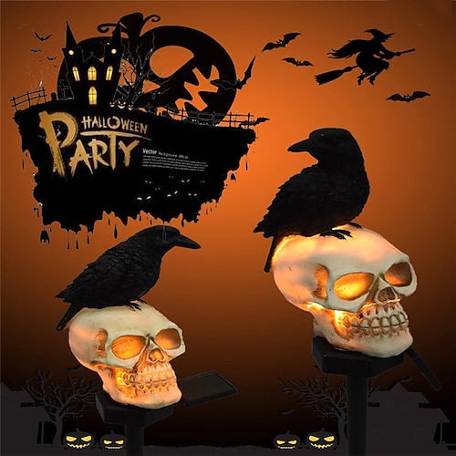 

2pcs Halloween Outdoor Lights Decoration Solar Skeleton Pathway Garden Light IP65 Waterproof Halloween Decor Lights Solar Skeleton Hanging Lights Resin Garden Decoration Crow For Outdoor Yard Garden Party Landscape Holiday Lighting 1X 2X New