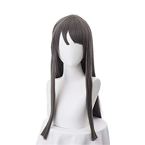 

Rascal Does Not Dream of Bunny Girl Senpai Mai Sakurajima 80cm Dark Gray Wig Anime Cosplay Straight Long Hair Womens Fashion Wigs Used for Comic Con and Party