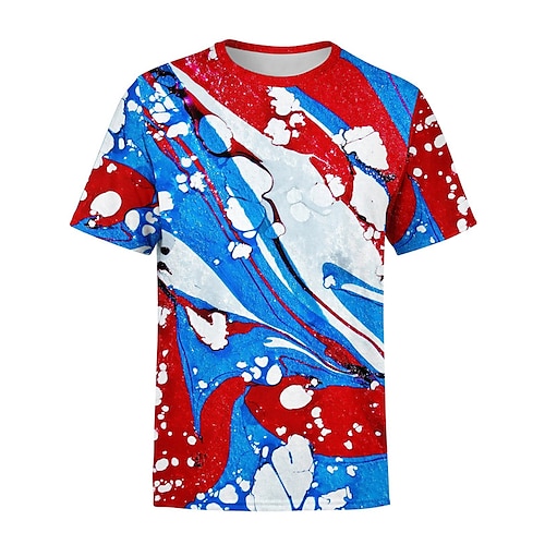 

Men's Unisex T shirt Tee Graphic Prints Crew Neck Blue Short Sleeve 3D Print Outdoor Street Print Tops Sports Casual Classic Big and Tall / Summer / Summer