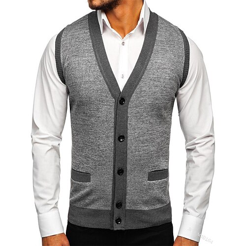 

Men's Sweater Vest Ribbed Knit Cropped Knitted Color Block V Neck Basic Stylish Outdoor Daily Clothing Apparel Winter Fall Green Black M L XL