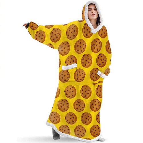 

Women's Pajamas Nightgown Dress Wearable Blanket Animal Grid / Plaid Simple Comfort Oversized Home FallDate Flannel Warm Breathable Pullover Long Sleeve Pocket Hoodie Winter Yellow / Hoodie Blanket
