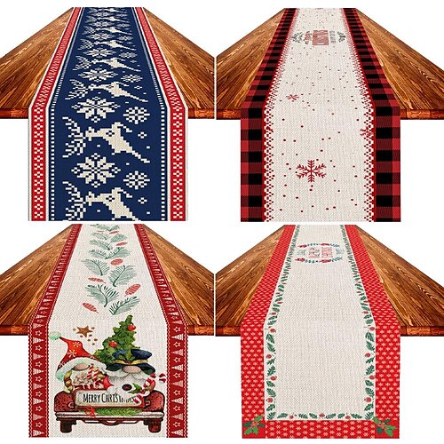 

Christmas Table Runners Red Black Buffalo Plaid Table Runner Winter Xmas Holiday Kitchen Dining Table Decoration for Indoor Outdoor Home Party Decor