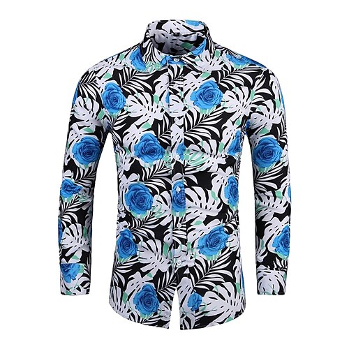 

Men's Shirt Graphic Shirt Graphic Classic Collar Blue Casual Daily Clothing Apparel Designer Casual / Long Sleeve / Long Sleeve