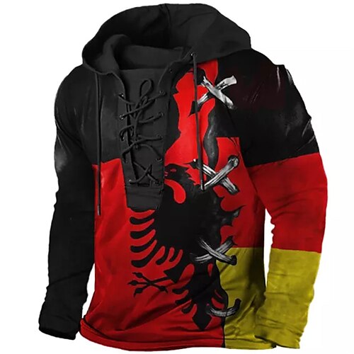 

Men's Unisex Pullover Hoodie Sweatshirt Red Hooded Animal Graphic Prints Lace up Print Sports Outdoor Daily Sports 3D Print Designer Casual Big and Tall Spring Fall Clothing Apparel Hoodies