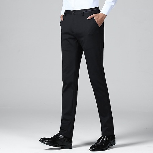 

Men's Dress Pants Chinos Trousers Pocket Solid Colored Comfort Soft Office Business Daily Chic & Modern Formal Black Wine Micro-elastic / Spring