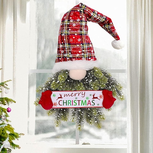 

christmas christmas decoration christmas wreath faceless old man elf christmas hanging door hanging holiday decorations pendant