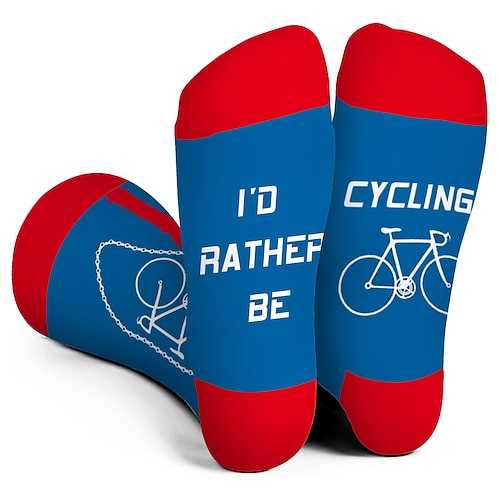 

Socks Cycling Socks Funny Socks Novelty Socks I'd Rather Be Men's Women's Bike / Cycling Breathable Soft Comfortable 1 Pair Graphic Cotton Blue S M L