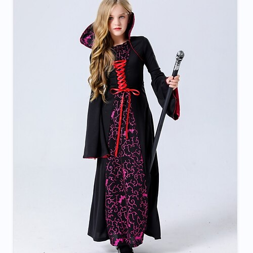 

Kids Girls' Gothic Vampire Demon Costume Dress Graphic Shift Dress Halloween Black Maxi Long Sleeve Dresses Halloween Fall Winter Regular Fit 3-10 Years