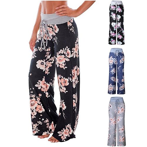 

Women's Yoga Pants Pajama Pants Wide Leg Yoga at Home for Stretches Workouts Floral Plus Size Comfortable Breathable Soft