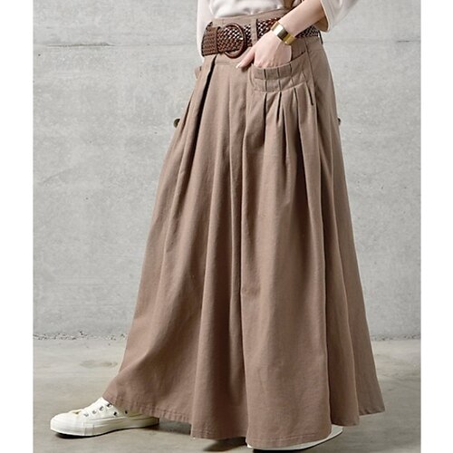 

Women's Skirt Swing Cotton Green Khaki Navy Blue Skirts Pocket Without Lining Streetwear Daily Weekend One-Size / Maxi / Loose Fit