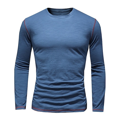 

Men's T shirt Tee Solid Color Crew Neck Blue Army Green Light gray Dark Gray White Street Holiday Long Sleeve Patchwork Clothing Apparel Cotton Lightweight Casual Comfortable / Spring / Fall
