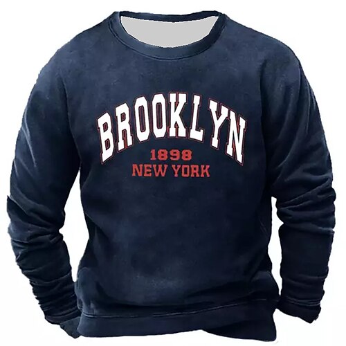 

Men's Unisex Sweatshirt Pullover Navy Blue Black Crew Neck Letter Graphic Prints Print Daily Sports Holiday 3D Print Streetwear Designer Casual Spring & Fall Clothing Apparel Hoodies Sweatshirts
