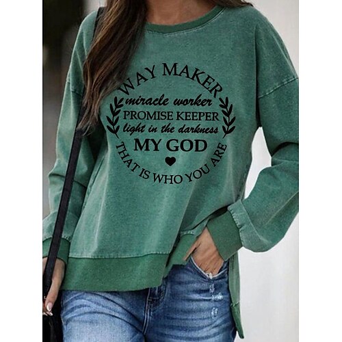 

Women's Sweatshirt Pullover Crew Neck Text Print Daily Sports Hot Stamping Active Streetwear Clothing Apparel Hoodies Sweatshirts Green