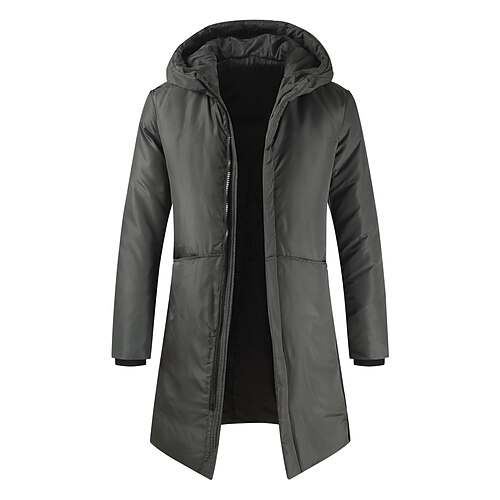 

Men's Puffer Jacket Winter Jacket Quilted Jacket Winter Coat Parka Warm Work Daily Wear Pure Color Outerwear Clothing Apparel Casual Casual Daily Black Gray