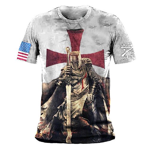 

Men's Unisex T shirt Tee Graphic Prints Human National Flag Crew Neck Gray Short Sleeve 3D Print Outdoor Street Print Tops Vintage Sports Designer Casual / Summer / Summer