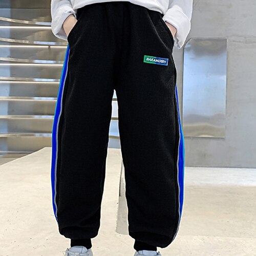 

Kids Boys Pants Black Gray Solid Colored Fall Winter Active Daily 3-13 Years