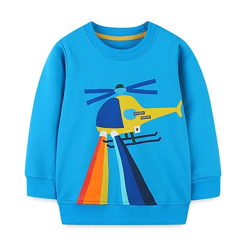 

Kids Boys Sweatshirt Cartoon School Long Sleeve Active 2-8 Years Winter Blue