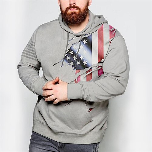 

Men's Plus Size Hoodie Big and Tall Graphic Prints Hooded Long Sleeve Spring & Fall Basic Designer Plus Size Casual Daily Sports Tops