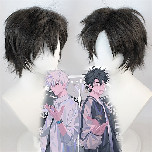 

Link Click Anime Cheng Xiaoshi Lu Guang Cosplay Wig Time Agent Black and Silver Short Hair Halloween Cos Props