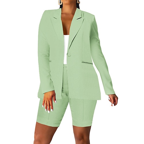 

Women's Suits Warm Breathable Outdoor Holiday Vacation Going out Pocket Single Breasted Turndown Active Comtemporary Street Style Solid Color Regular Fit Outerwear Long Sleeve Winter Fall Leaf Green