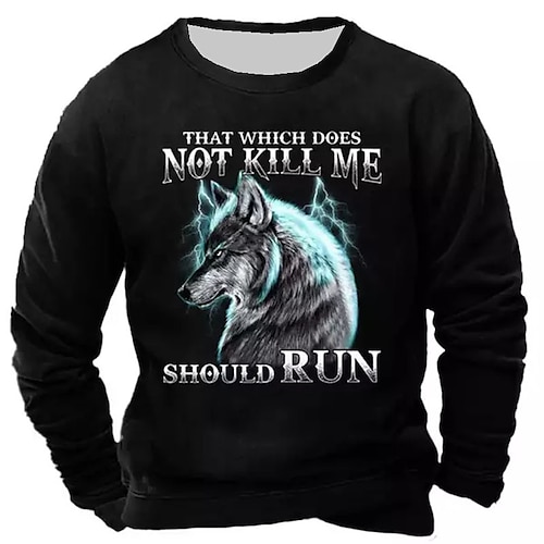 

Men's Unisex Sweatshirt Pullover Wolf Graphic Prints Print Daily Sports Holiday 3D Print Streetwear Designer Casual Clothing Apparel Hoodies Sweatshirts Long Sleeve Navy Blue Black