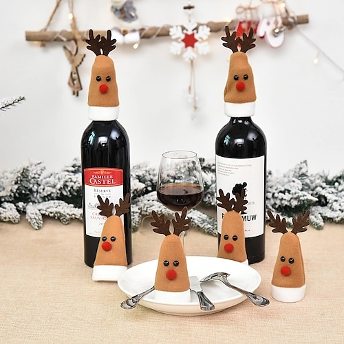 

Christmas Decorative Wine Bottle Covers Bottle Covers Handmade Gnomes Bottle Toppers Plush Wine Bottle Decorations for Xmas Christmas Party Favors