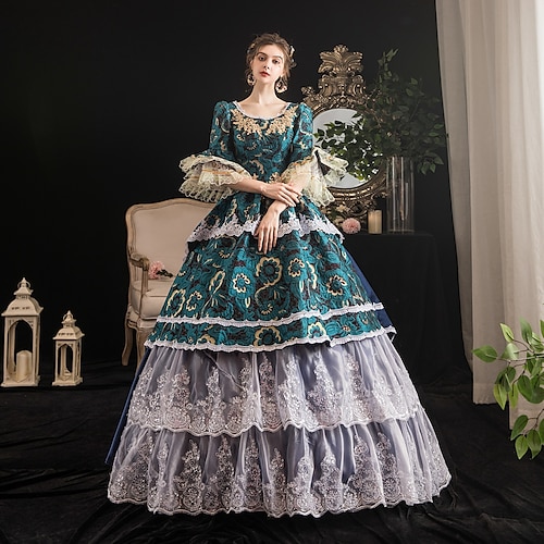 

Princess Shakespeare Gothic Rococo Vintage Inspired Medieval Dress Party Costume Christmas Dress Women's Costume Vintage Cosplay Party Masquerade Wedding Party 3/4-Length Sleeve Ball Gown Dress