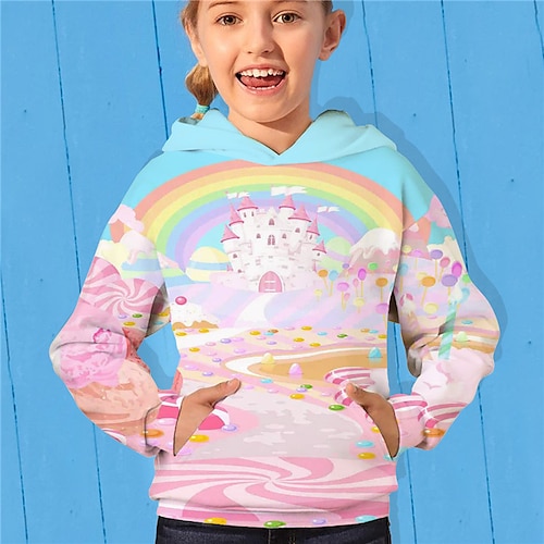 

Kids Girls' Hoodie Graphic Outdoor 3D Print Long Sleeve Pocket Fashion 3-13 Years Winter Pink