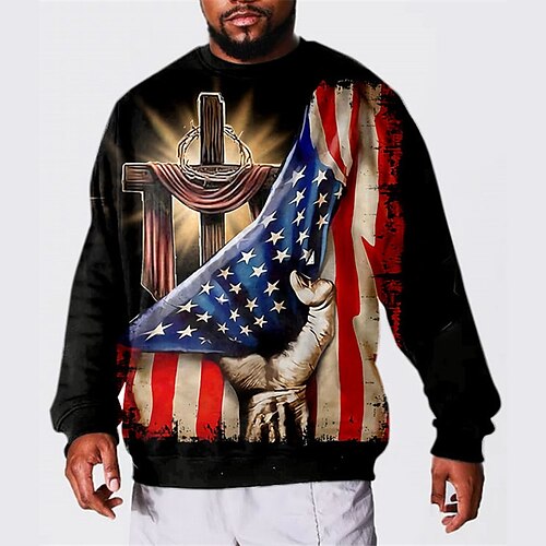 

Men's Plus Size Sweatshirt Big and Tall Graphic Prints Crew Neck Long Sleeve Spring & Fall Basic Designer Plus Size Casual Daily Sports Tops