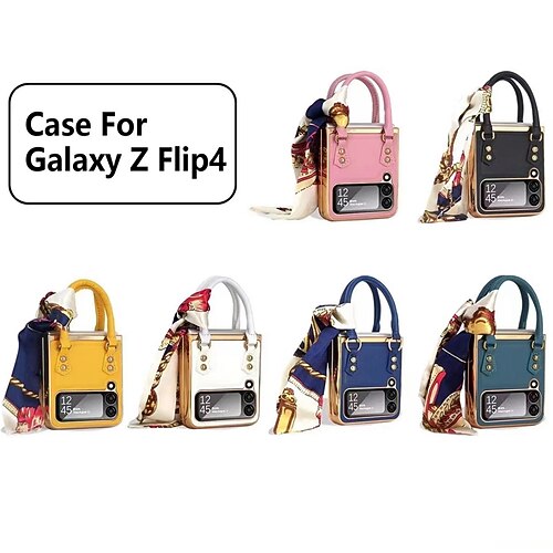 

Phone Case For Samsung Galaxy Flip Z Flip 4 Z Flip 3 Flip with Wrist Strap Solid Colored PC