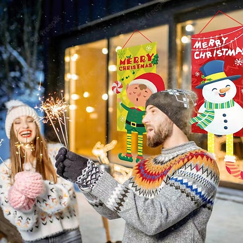 

2pcs Christmas Flag Hanging Christmas Atmosphere Decoration Christmas Flag Pulling Color Flag Christmas Decorations