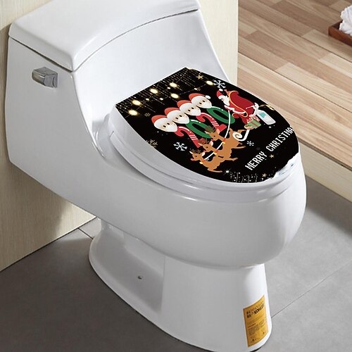

Christmas Toilet Stickers Christmas Bathroom Decor Refrigerator Stickers Window Toilet Refrigerator Christmas Decoration Wall Stickers