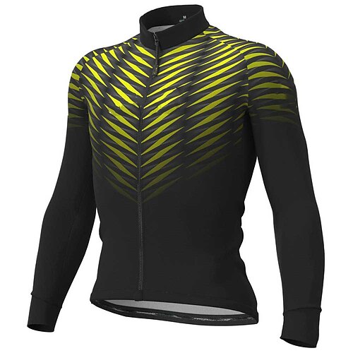 

21Grams Men's Cycling Jersey Long Sleeve Bike Top with 3 Rear Pockets Mountain Bike MTB Road Bike Cycling Breathable Quick Dry Moisture Wicking Reflective Strips Yellow Red Blue Geometic Polyester