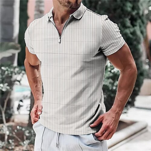 

Men's Collar Polo Shirt Golf Shirt Geometry Turndown Blue Yellow Gray 3D Print Outdoor Street Short Sleeves Zipper Print Clothing Apparel Fashion Designer Casual Breathable / Summer / Spring / Summer