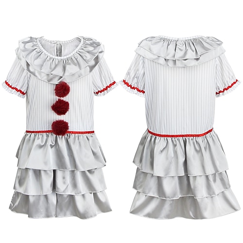 

Pennywise Dress Outfits Masquerade Girls' Movie Cosplay Cosplay White Dress Gloves Children's Day Masquerade Polyester