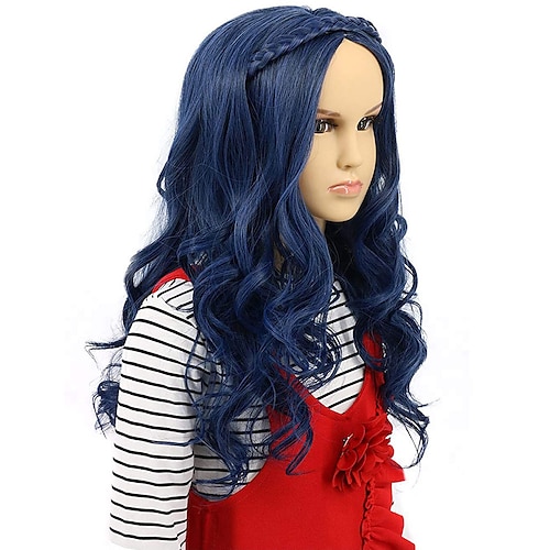 

Karlery Kids Girls Long Wave Blue Wig Halloween Cosplay Wig Anime Costume Party Wig