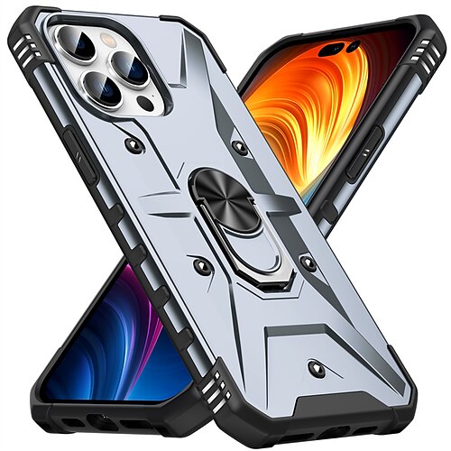 

telefon Etui Til Apple Bakdeksel iPhone 14 Pro Max 14 Plus 13 12 11 Pro Max Mini X XR XS Bærbar Ringholder Fire hjørner motstand mot fall Ensfarget Geometrisk mønster TPU PC