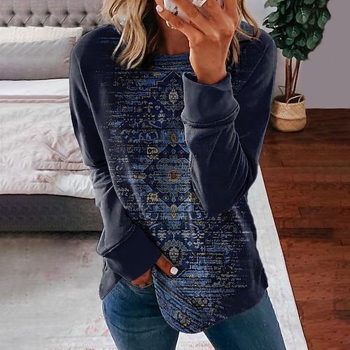 

Women's Sweatshirt Pullover Graphic Print Daily Sports 3D Print Active Streetwear Clothing Apparel Hoodies Sweatshirts Green Blue