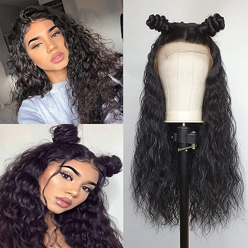 

Synthetic Lace Front Wigs Loose Curly Wigs with Baby Hair Heat Resistant Glueless Long Lace Front Wigs for Women 24 Inch