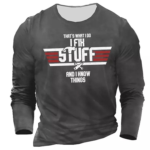 

Men's Unisex T shirt Tee Letter Graphic Prints Crew Neck Green Dark Gray Navy Blue Black 3D Print Outdoor Street Long Sleeve Print Clothing Apparel Basic Sports Designer Casual