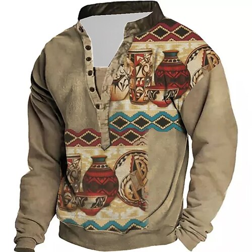 

Men's Unisex Sweatshirt Pullover Button Up Hoodie Graphic Prints Print Casual Daily Sports 3D Print Boho Streetwear Designer Clothing Apparel Hoodies Sweatshirts Long Sleeve Brown