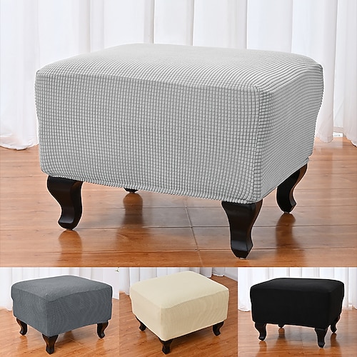 

Stretch Ottoman Cover Folding Storage Stool Furniture Protector Soft Rectangle slipcover with Elastic Bottom