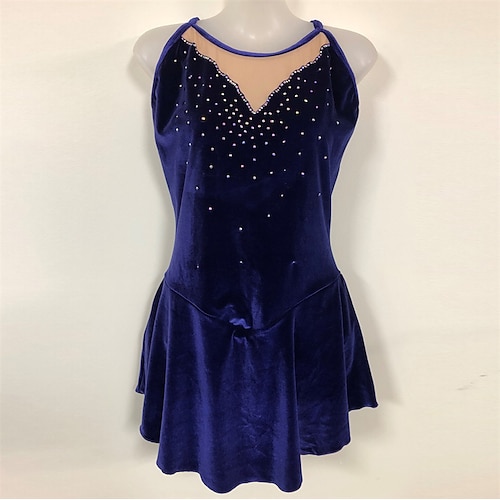 

Figure Skating Dress Women's Girls' Ice Skating Dress Dark Purple Open Back Spandex High Elasticity Training Competition Skating Wear Handmade Crystal / Rhinestone Sleeveless Ice Skating Figure