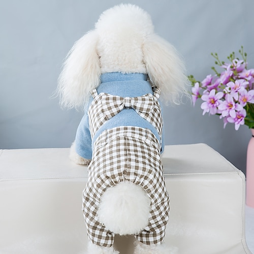 

le coppie di cani a quadri autunno e inverno indossano un cappotto di cotone spesso gentiluomo falso due vestiti per animali da compagnia cappotto di cotone