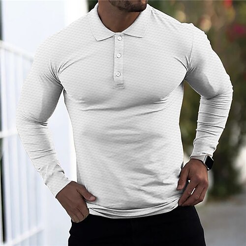 

Men's Collar Polo Shirt Golf Shirt Geometry Turndown White 3D Print Street Casual Long Sleeve Button-Down Print Clothing Apparel Fashion Designer Casual Breathable